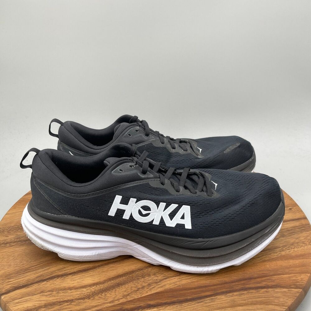 Hoka One One Bondi 8 Shoes Mens Size 13 4E Black Running Comfort Walking Gym